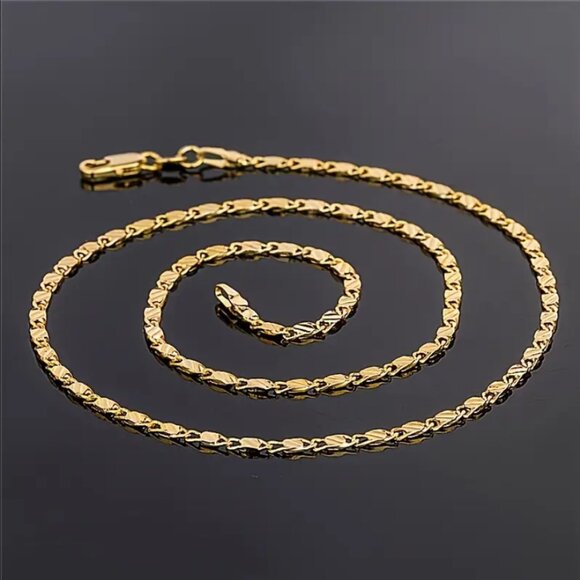 28" Mens 14K Gold Chain Link Necklace 14 Karat Guys Jewelry 28 inch Long NEW - Picture 2 of 7